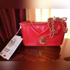 NWT Valentino Orlandi Red Chain Crossbody Bag Made in Italy